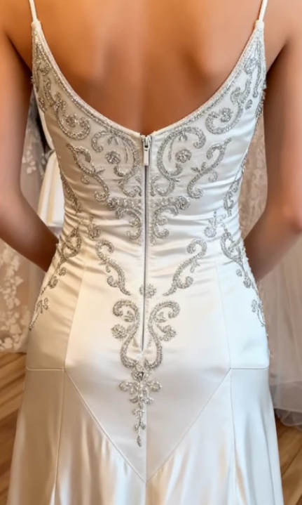 New Arrival Spaghetti Straps A-Line Beading Long Wedding Dress Bridal Dress, D775