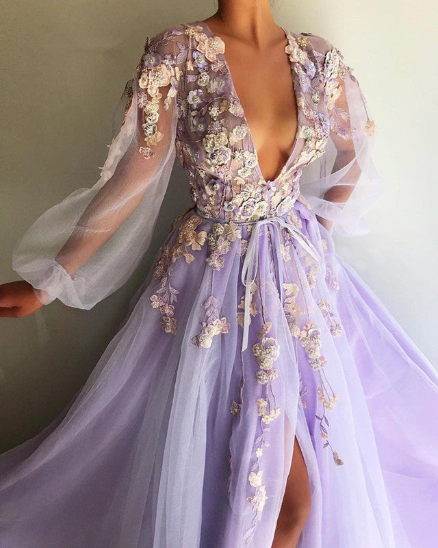 tulle long prom dress evening dress S679