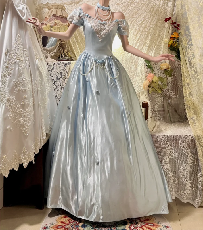 Gorgeous Short Sleeve Bateall Pearl Pleated Sweet 16 Prom Dress Quinceanera Dress with Handmade flower D1762