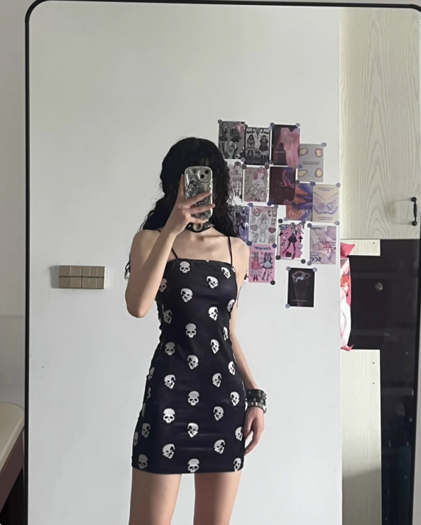 Halloween Costume Black Chic Spaghetti Straps Women Dress Gothic Dress Party Dress D2461