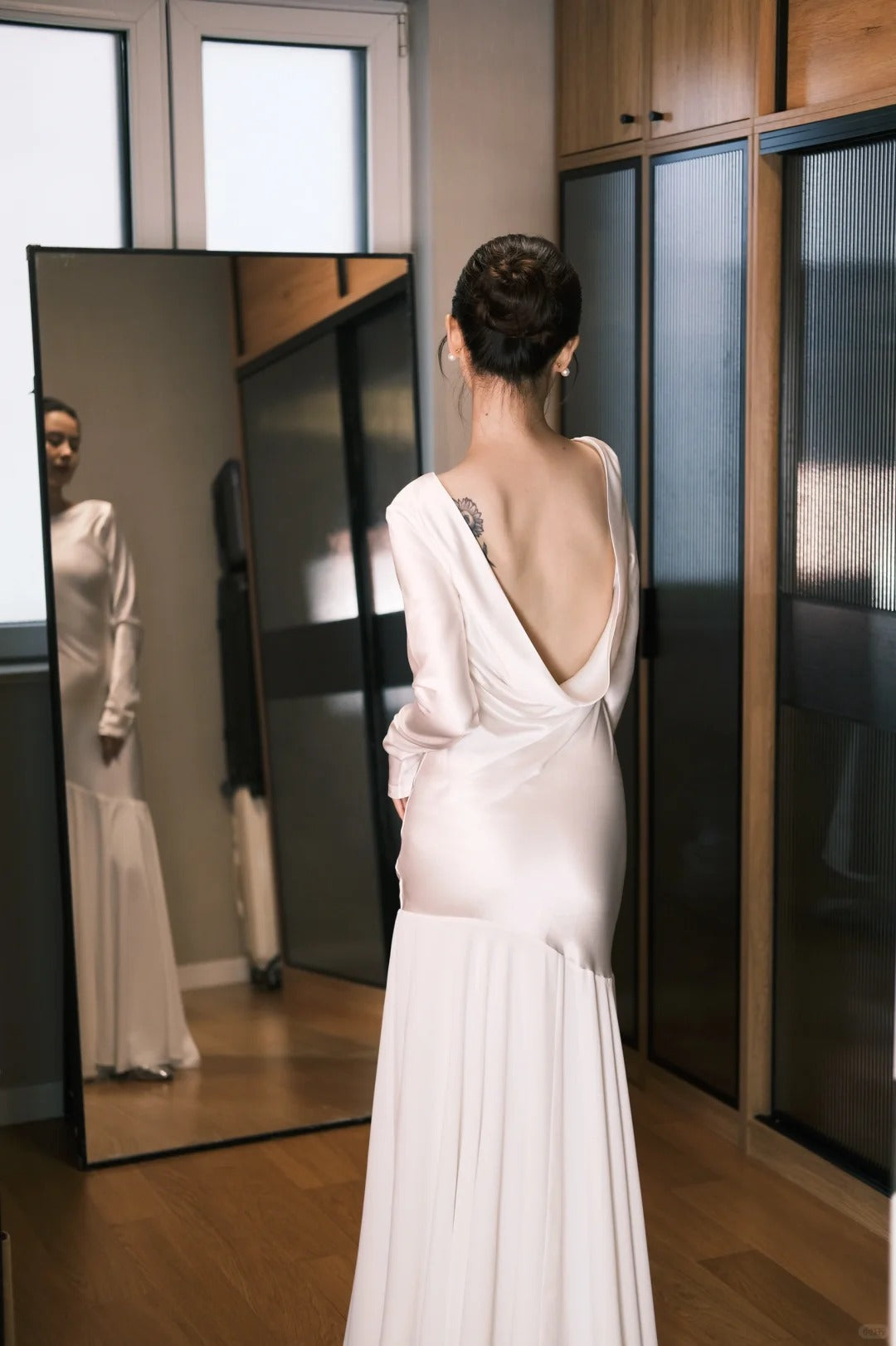Minimalist Prom Dress Long Sleeve Backless Prom Dress Evening Dress Gala Dress D2546