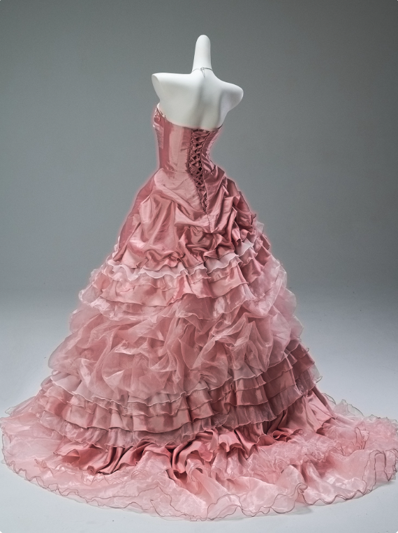 Sweet Prom Dress Strapless Tiered Pleated Ball Gown Evening Dress Quinceanera Dress Gala Dresses D2649