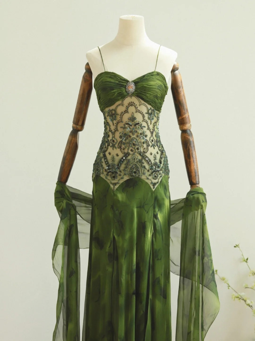 Gorgeous Prom Dress Spaghetti Straps Pleated Beading Evening Dress Gala Dress D2817