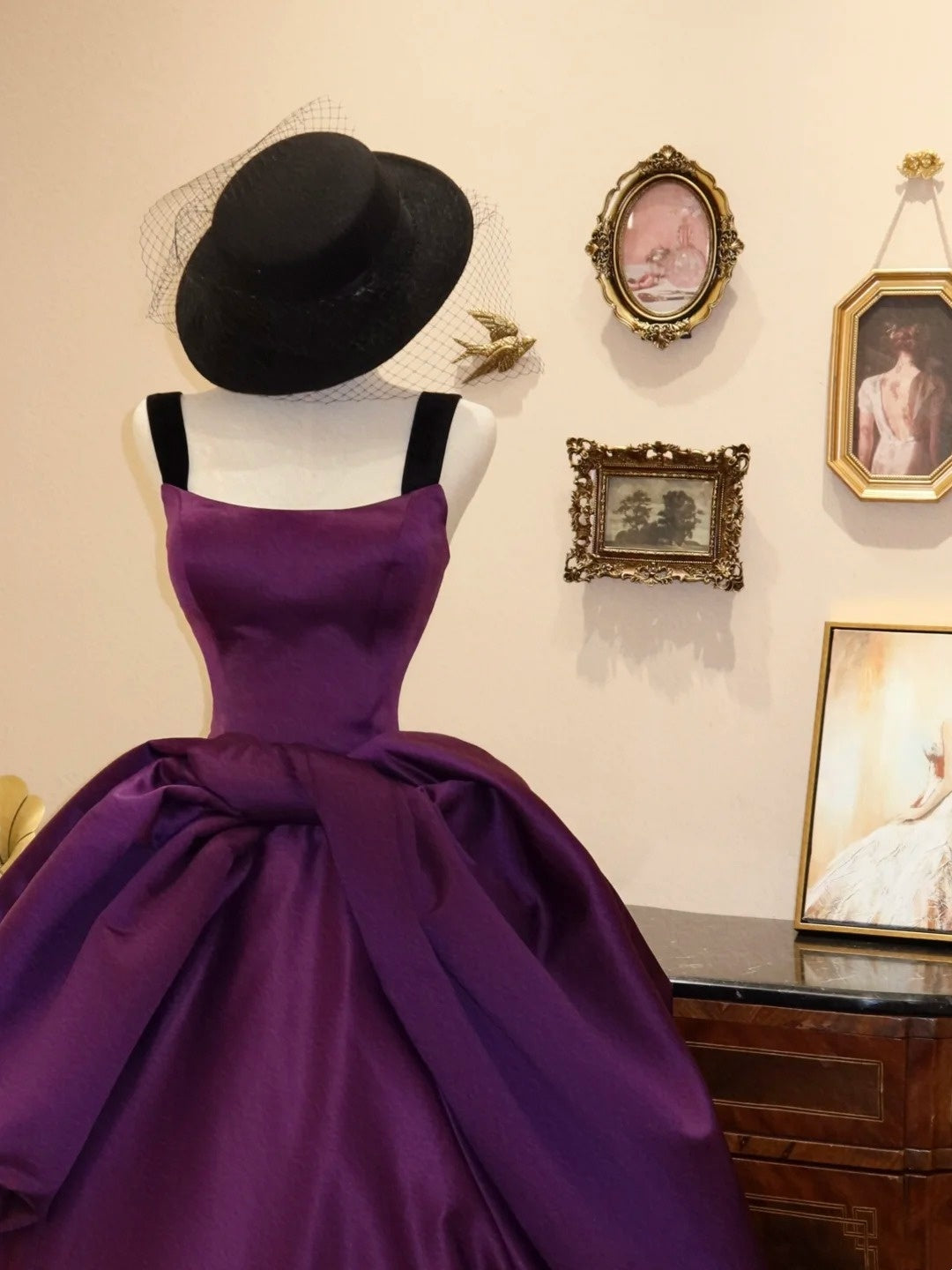 Gorgeous Prom Dress Dark Purple Strapless Evening Dress Birthday Party Dress Ball Gown D3059