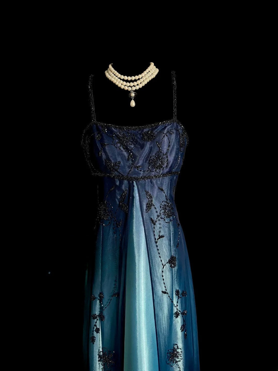 Stunning Prom Dress Gradient Blue Spaghetti Straps Long Evening Dress Gala Dress D3200