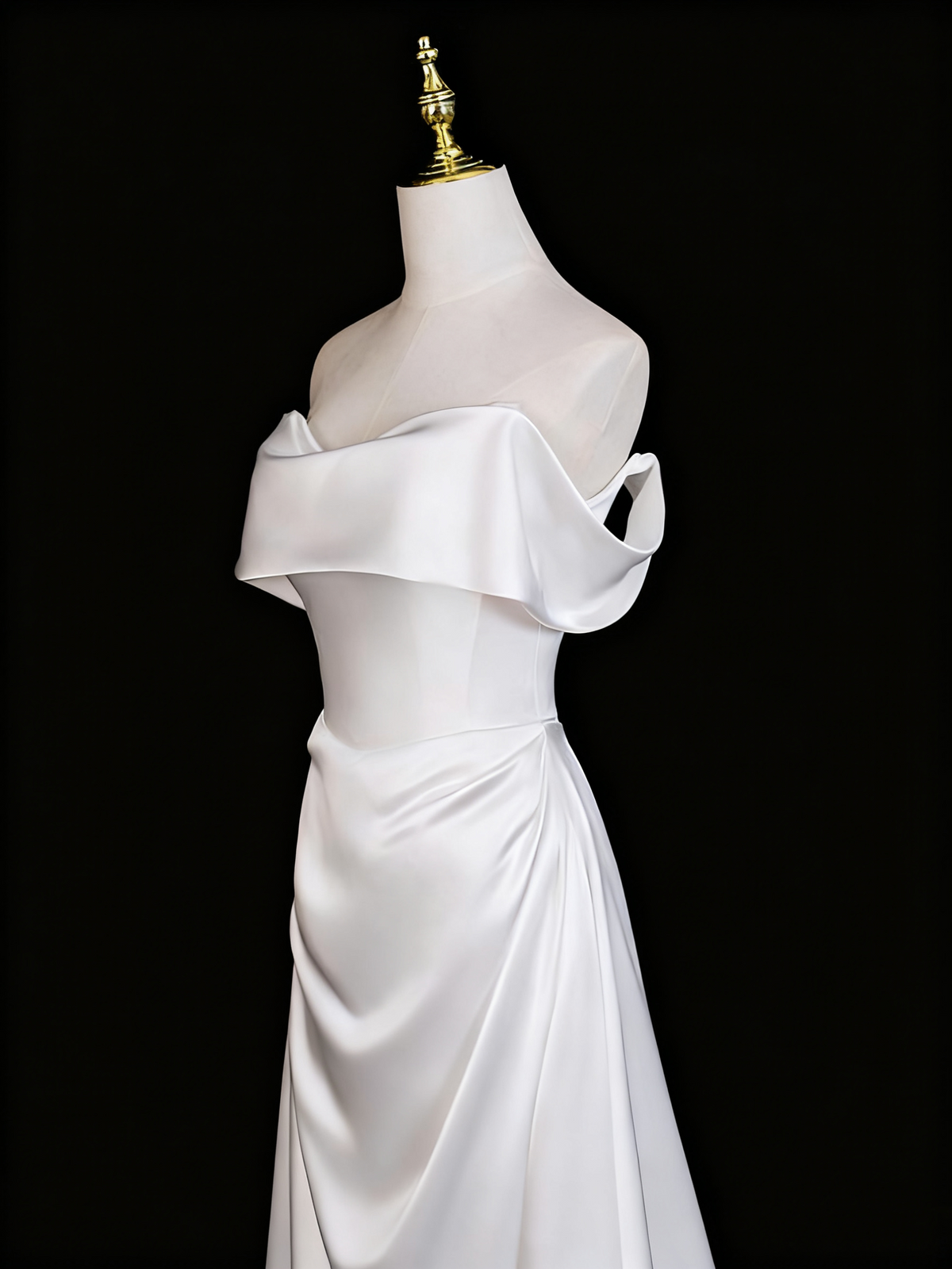 Elegant Wedding Dress A Line Off Shoulder Pleated Wedding Dress D3299