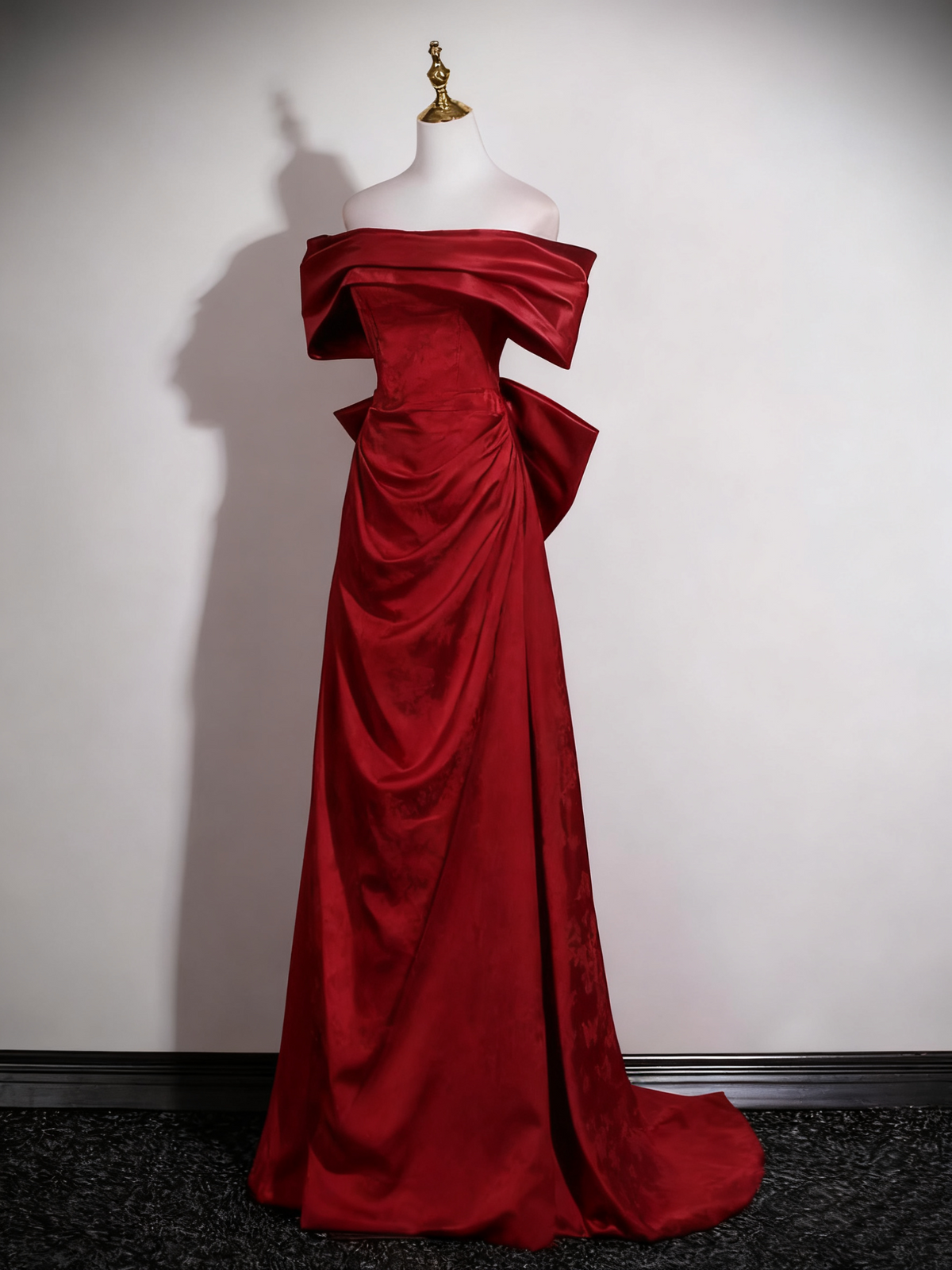 Elegant Prom Dress A Line Wine Red Off Shoulder Birthday Party Outfits Evening Gown D3321