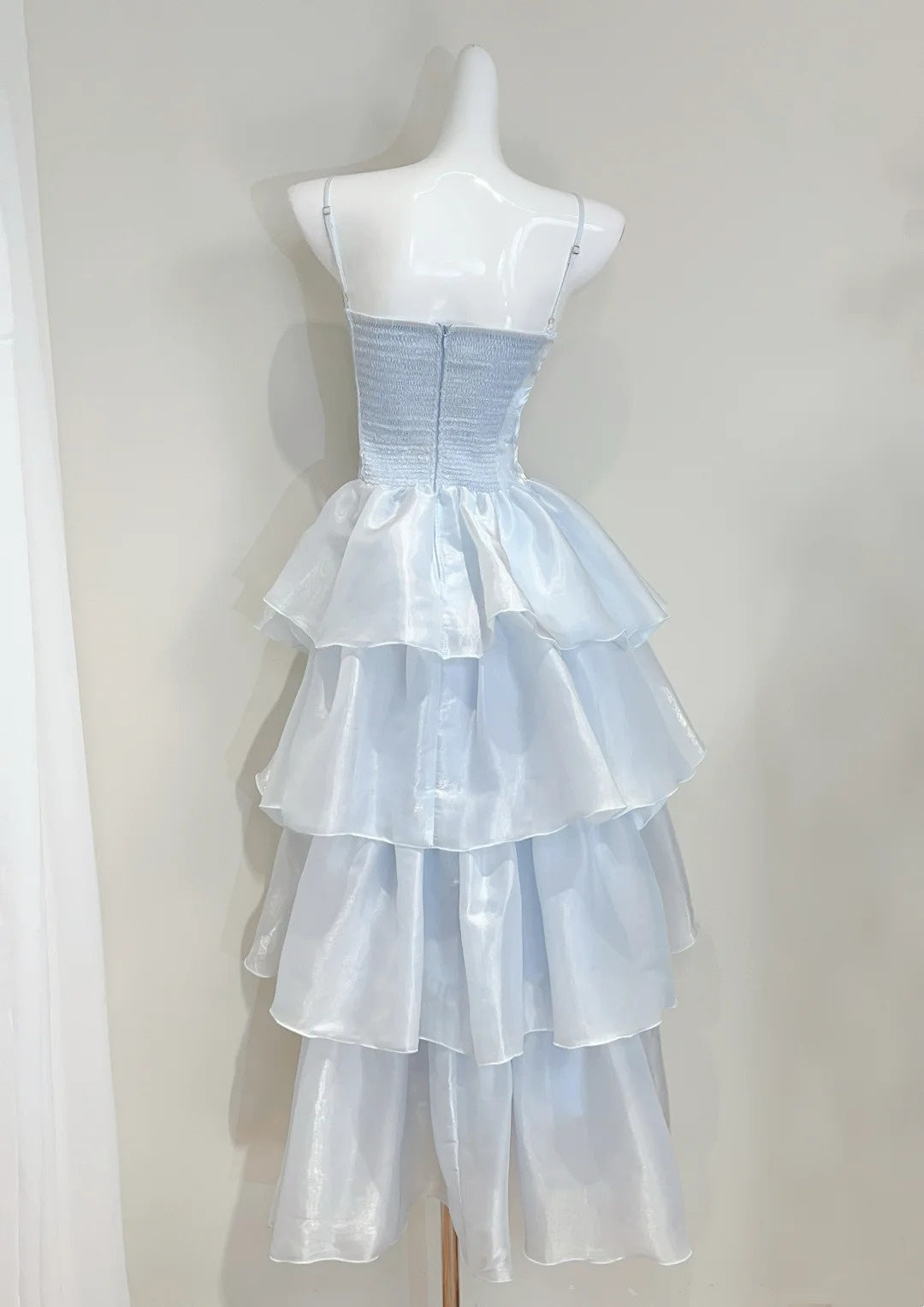 Sweet Prom Dress Baby Blue Spaghetti Straps Ruffle Cocktail Dress Birthday Party Dress D3343