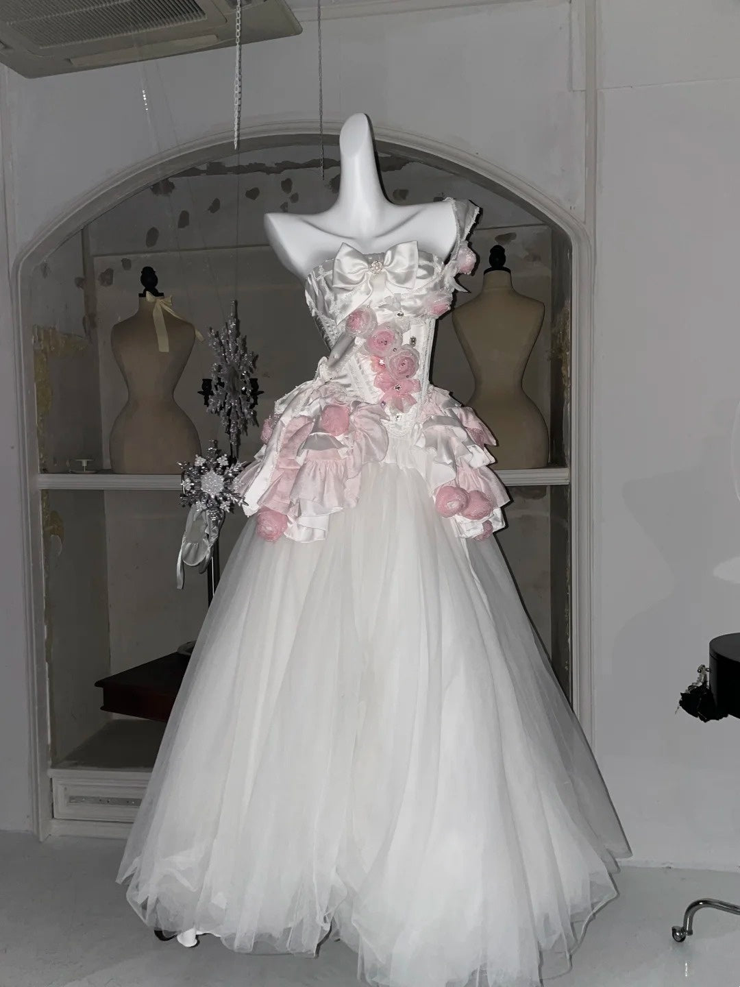 Beauty Prom Dress Asymmetrical Neck Tulle Pleated Evening Dress Quinceanera Dress D3356
