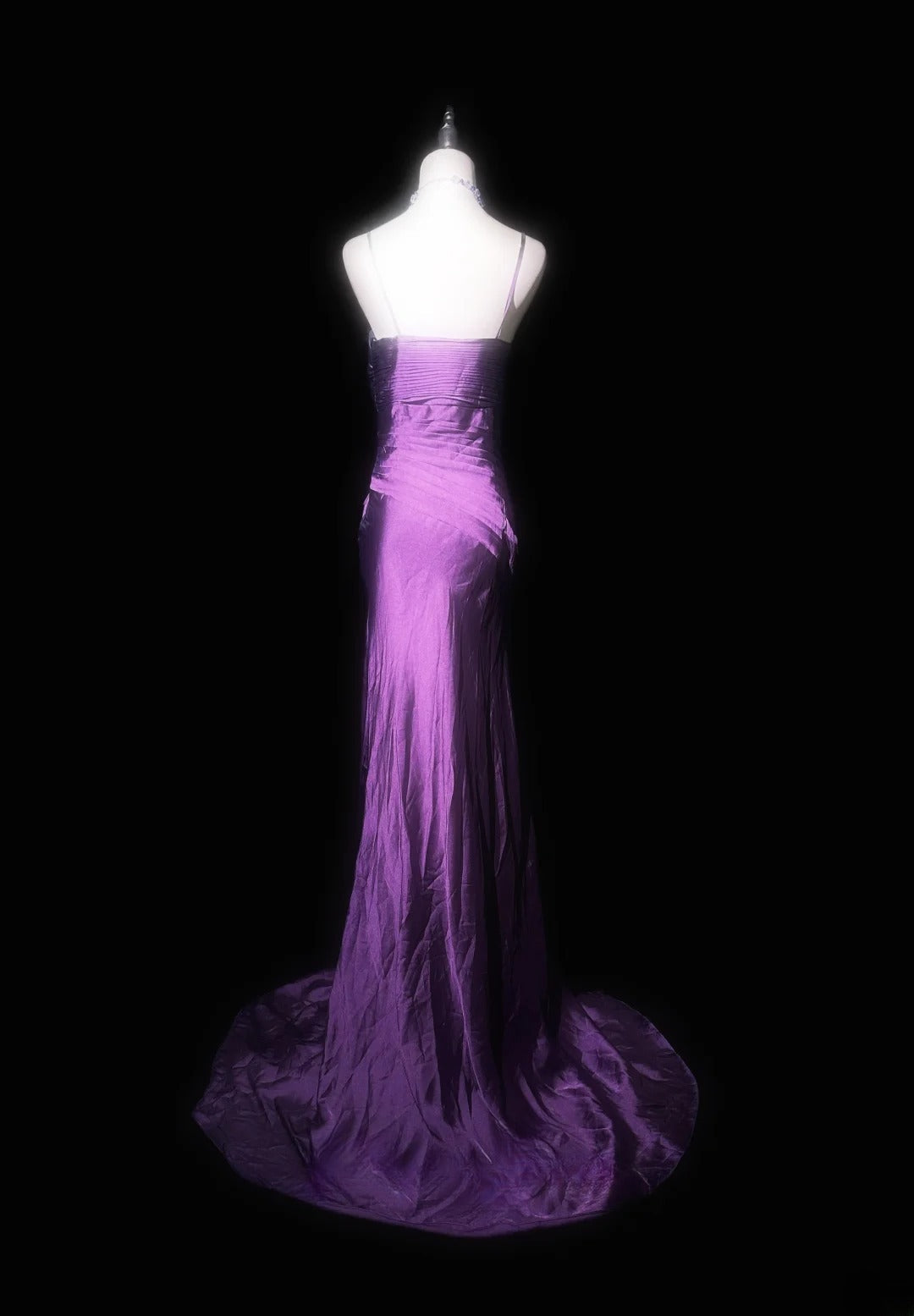 Gorgeous Prom Dress Purple Spaghetti Straps Pleated Mermaid Evening Dress Birthday Party Dress D3419