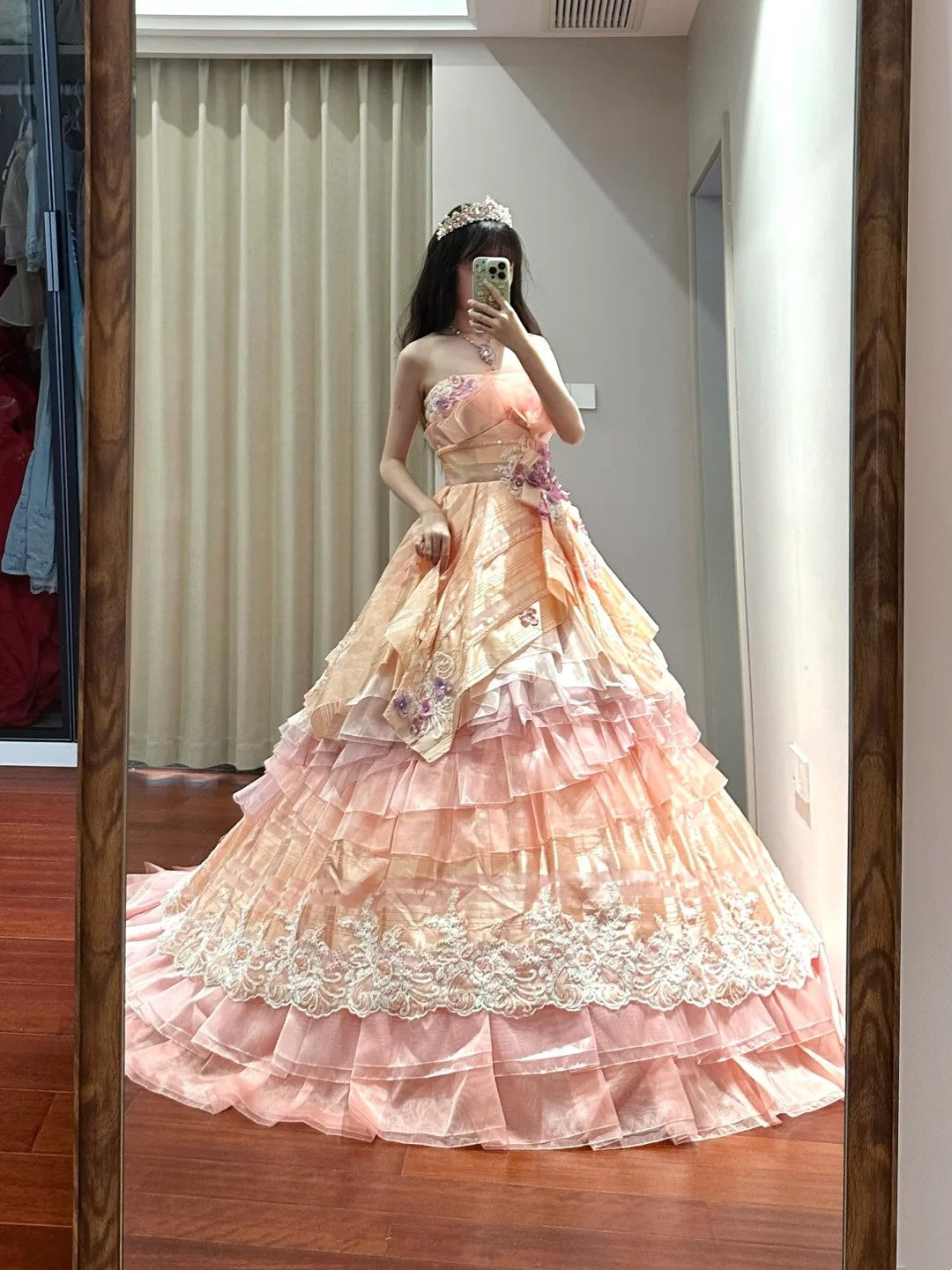 Sweet Prom Dress Strapless Tiered Tulle Ball Gown Quinceanera Dress Princess Dress D3452