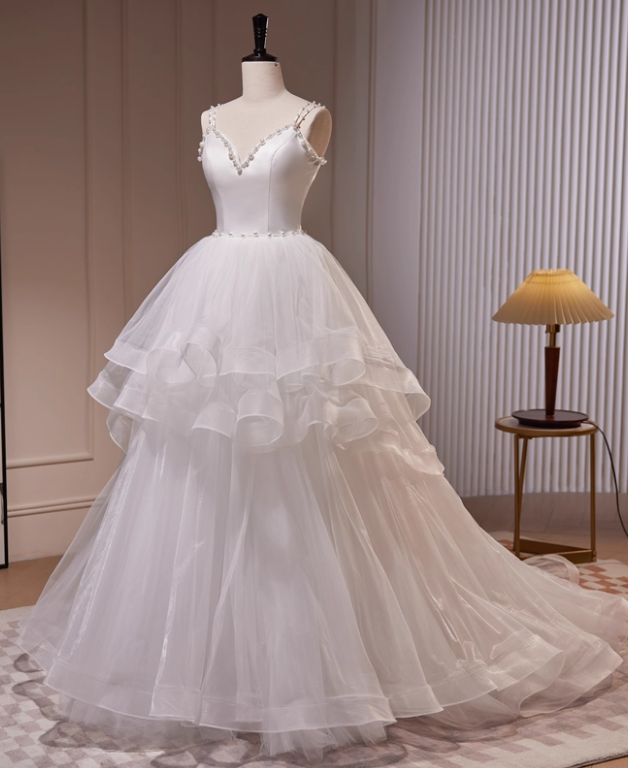 Elegant Wedding Dress Sweetheart Tulle Pleated Wedding Dress D3473