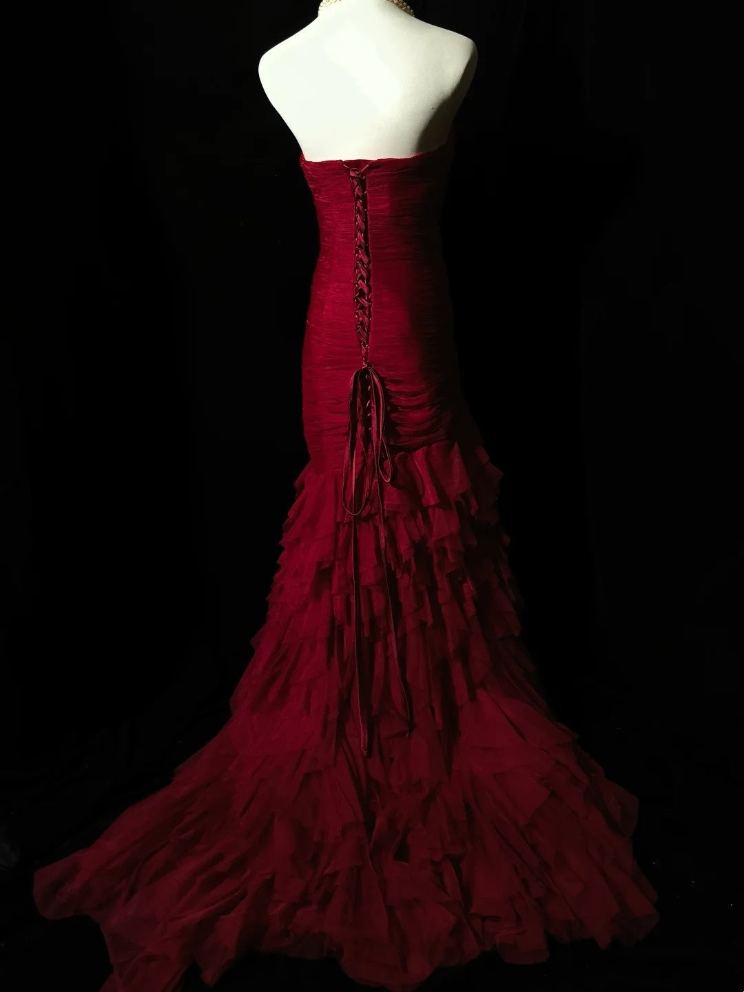 Elegant Prom Dress Wine Red Sweetheart Pleated Mermaid Birthday Party Dress Evening Dress D3554