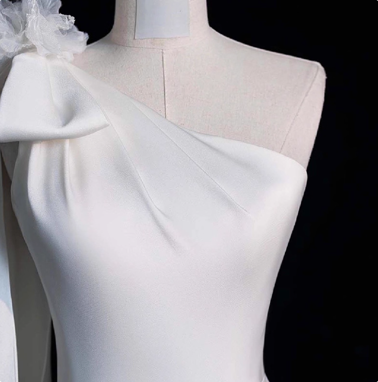 Minimalist Wedding Dress One Shoulder Pleated Mermaid Wedding Dress D3665