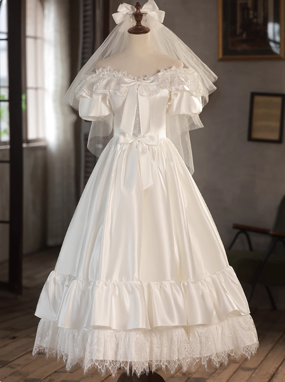 Elegant Wedding Dress Off Shoulder Pleated Lace Wedding Dress D3699