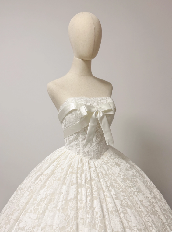 New Arrival Wedding Dress Strapless Lace Pleated Wedding Dress D3798
