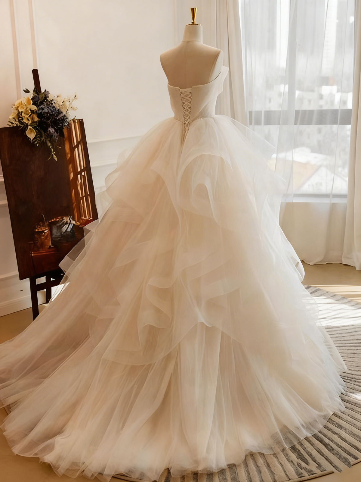 New Arrival Wedding Dress Sweetheart Pleated Tulle Wedding Dress D3804