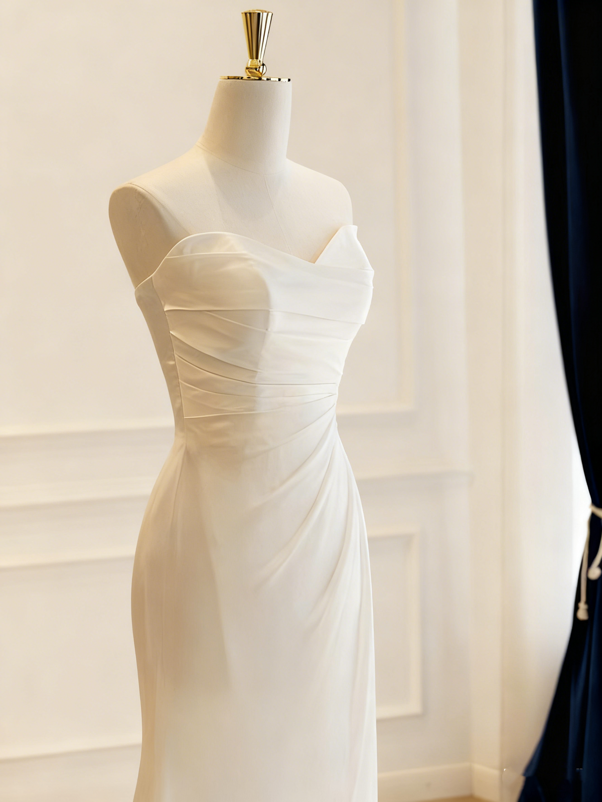 Minimalist Wedding Dresss Sweetheart Pleated Wedding Dress D3821