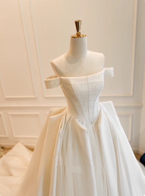Stunning Wedding Dress Off Shoulder Pleated Tulle Wedding Dress D3838