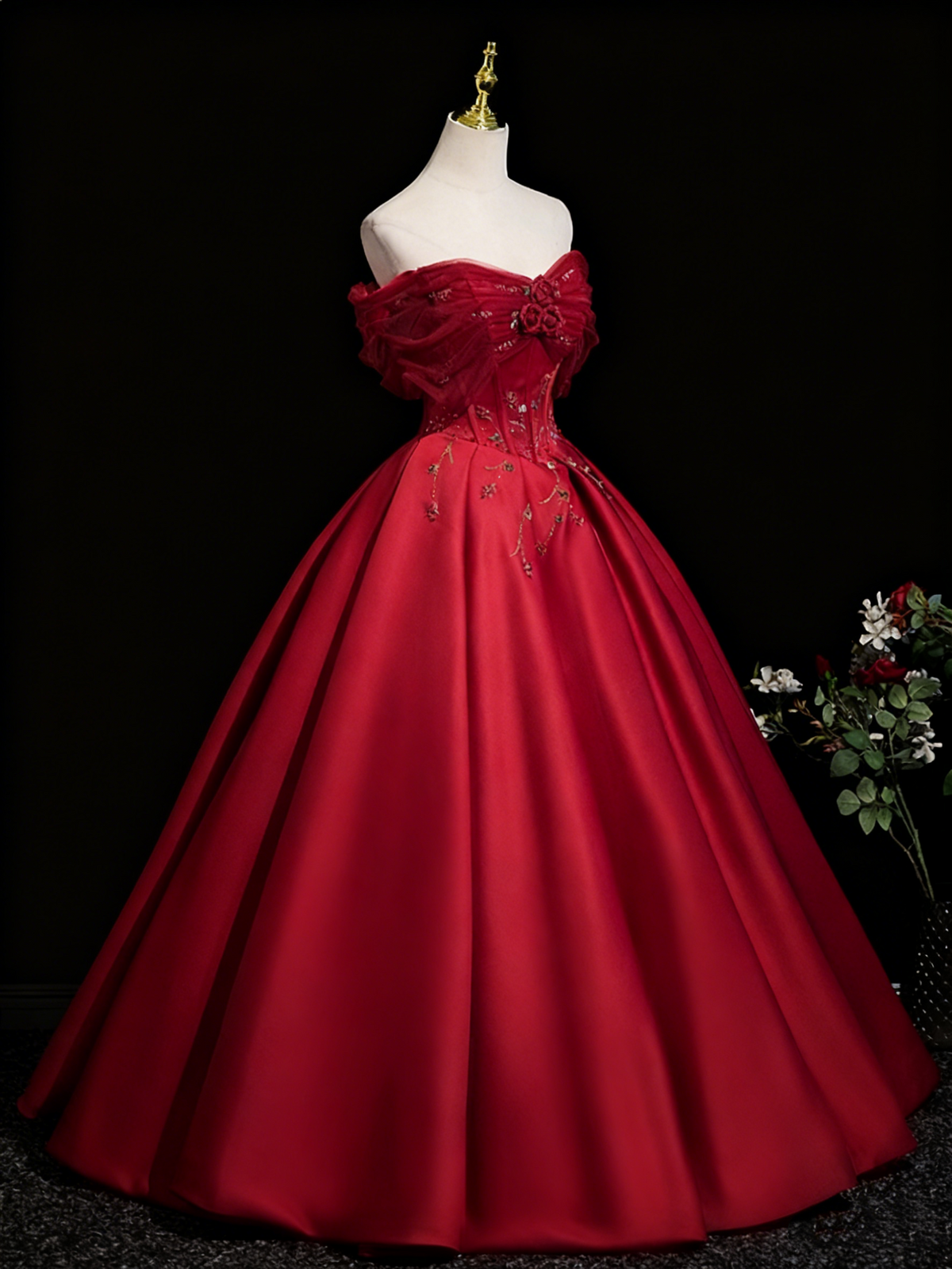 Stunning Prom Dress Off Shoulder Pleated Ball Gown Evening Dress Quinceanera Dress D3856