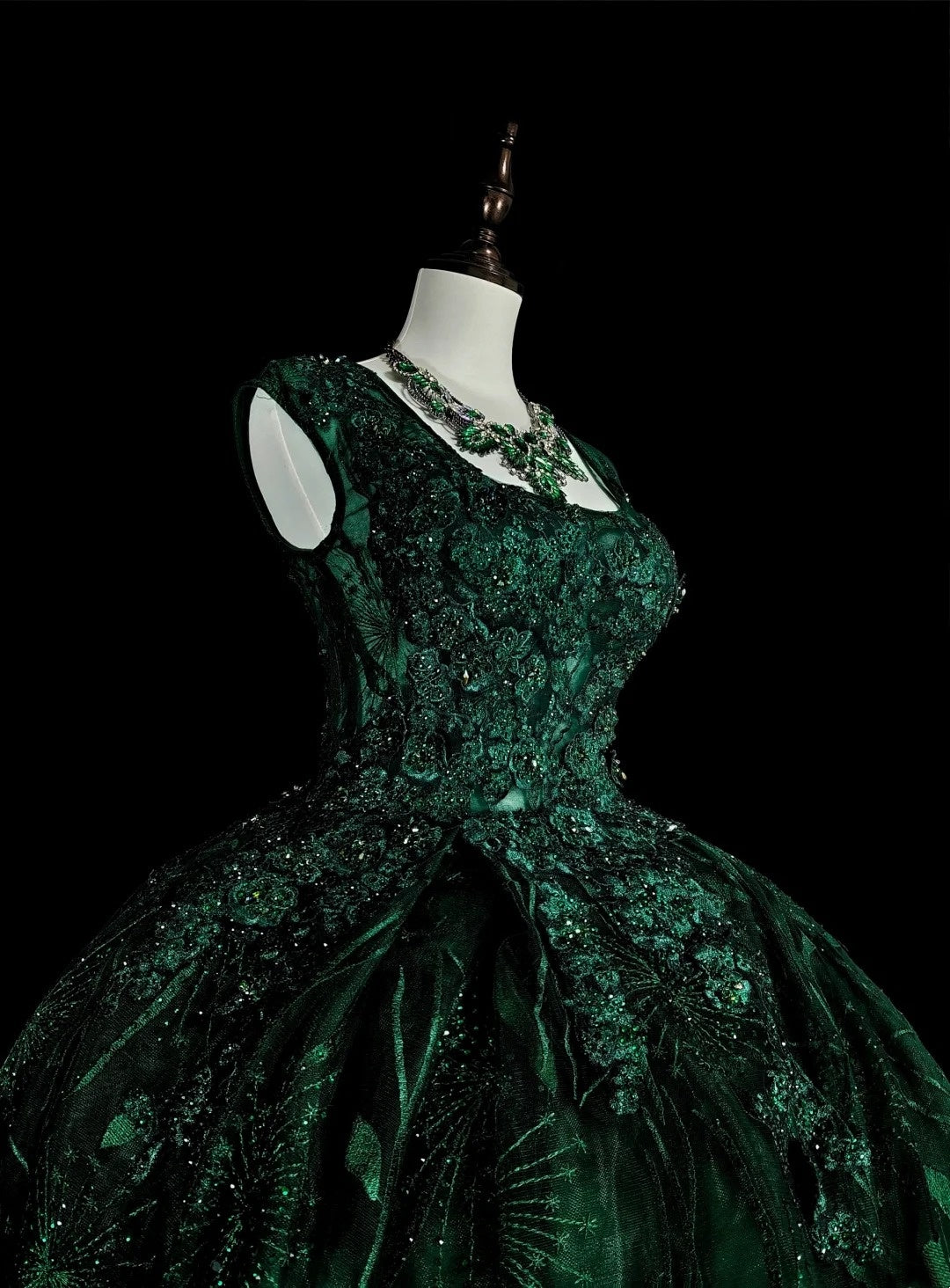 Gorgeous Prom Dress Dark Green Square Neck Pleated Tulle Ball Gown Evening Dress Quinceanera Outfits D3877