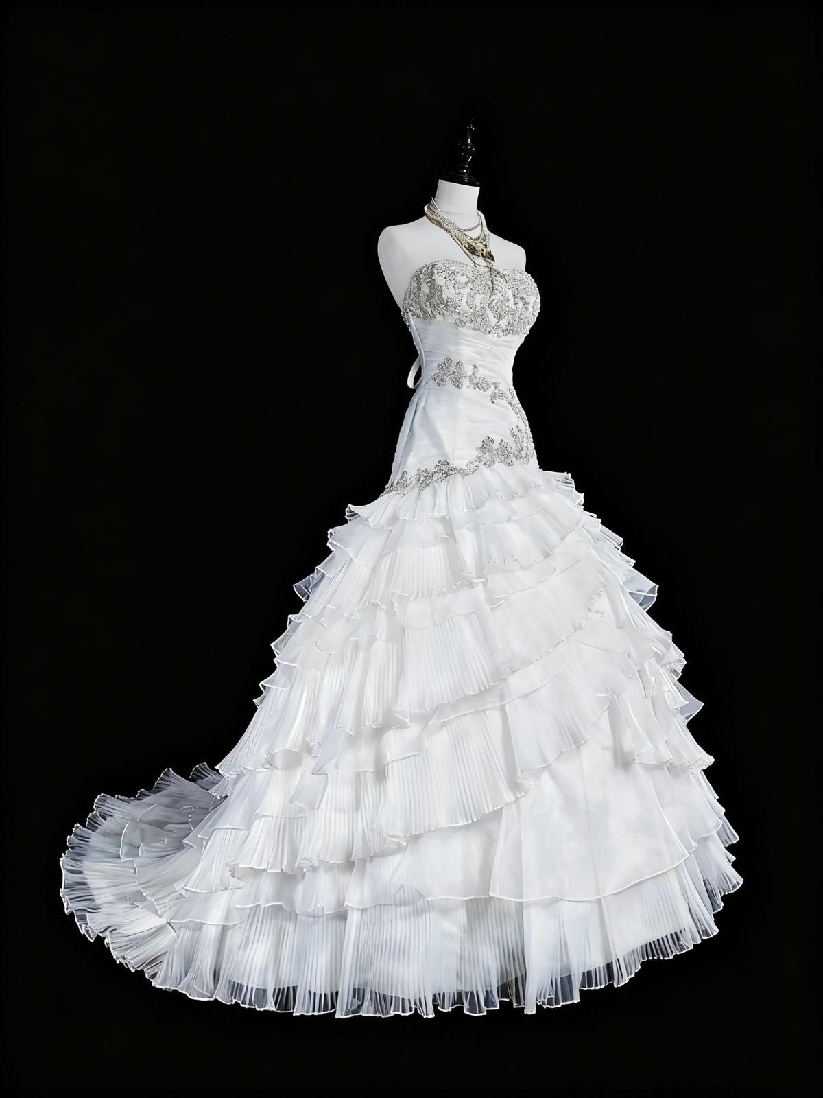 Elegant Wedding Dress Strapless Tulle Tiered Wedding Dress Dress D3888