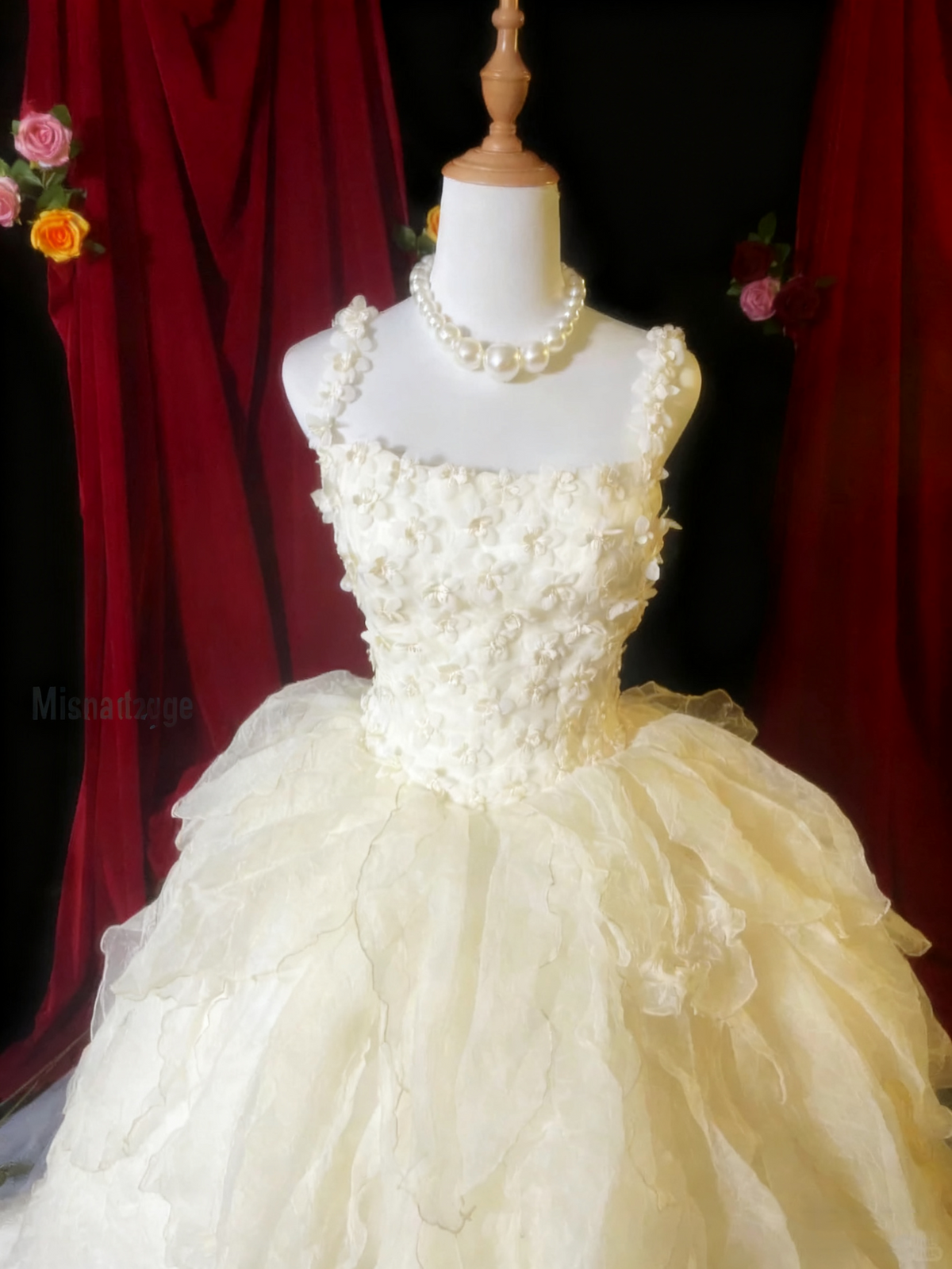 Elegant Prom Dress Square Neck Pleated Tulle Ball Gown Evening Dress Sweet 16 Dress D3928
