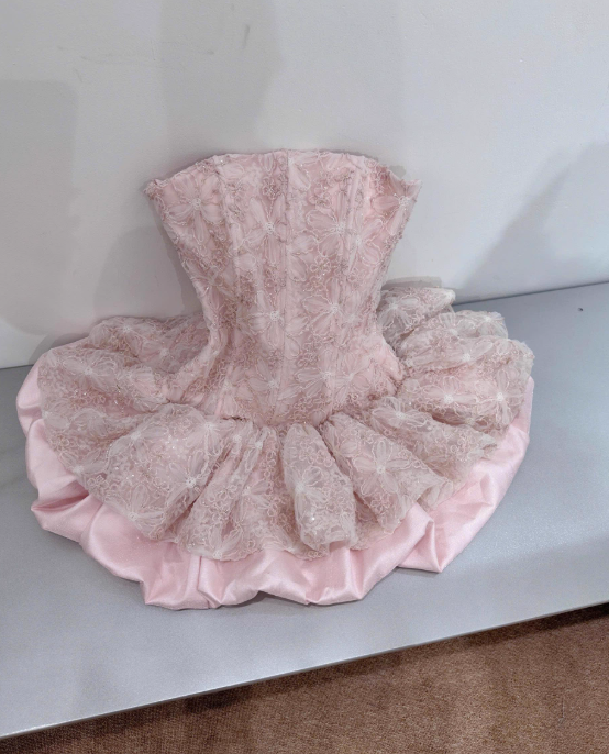 New Arrival Homecoming Dress Strapless Pleated Short Prom Dress Cocktail Dress Birthday Party Dress D4043