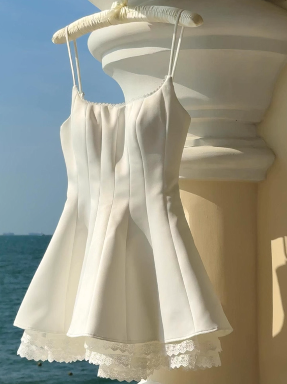 Minimalist Homecoming Dress A Line Spaghetti Straps Short Prom Dress Cocktail Dress Birthday Party Dress D4046