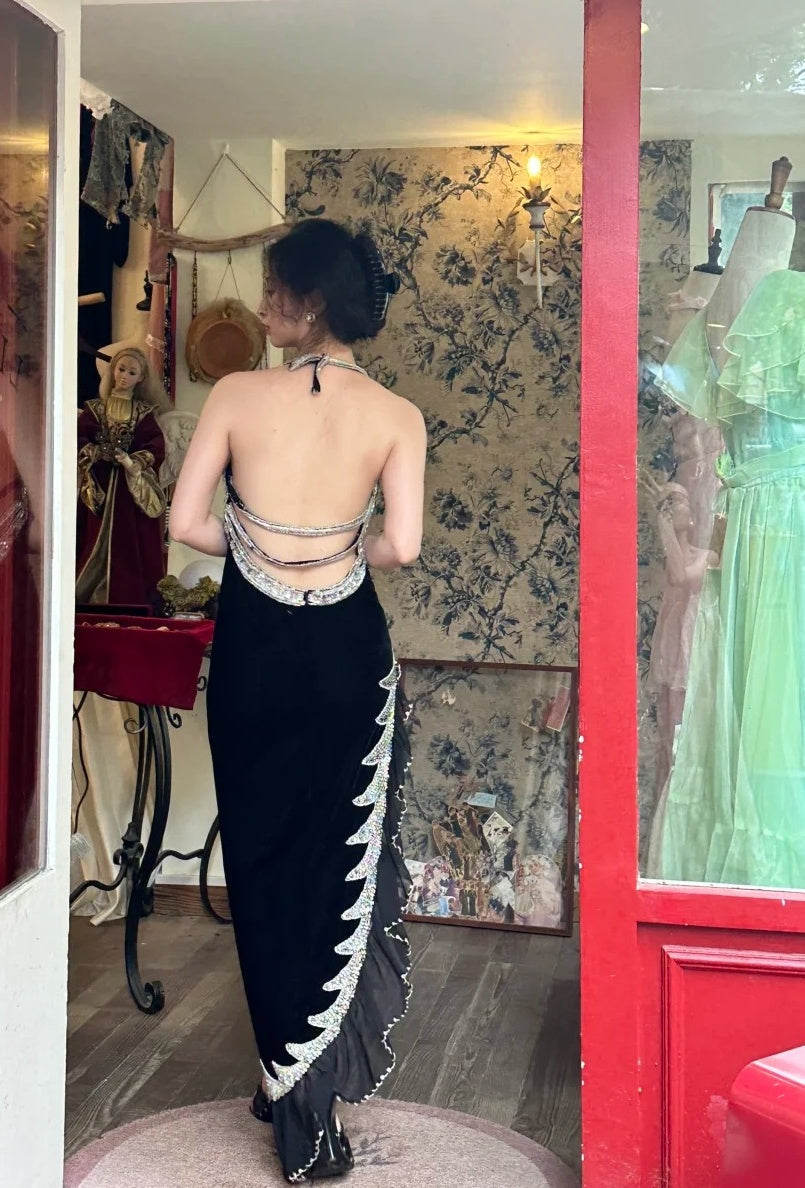 Gorgeous Prom Dress Halter Gala Dress Evening Dress Birthday Party Outfits D4068