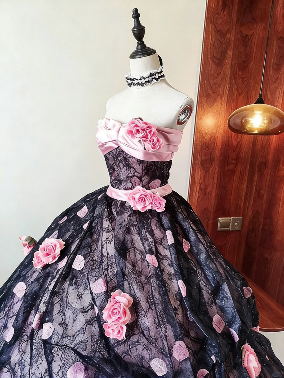 Stunning Prom Dress Strapless Flower Pleated Ball Gown Birthday Party Outfits Evening Dress Quinceanera Dress D4091