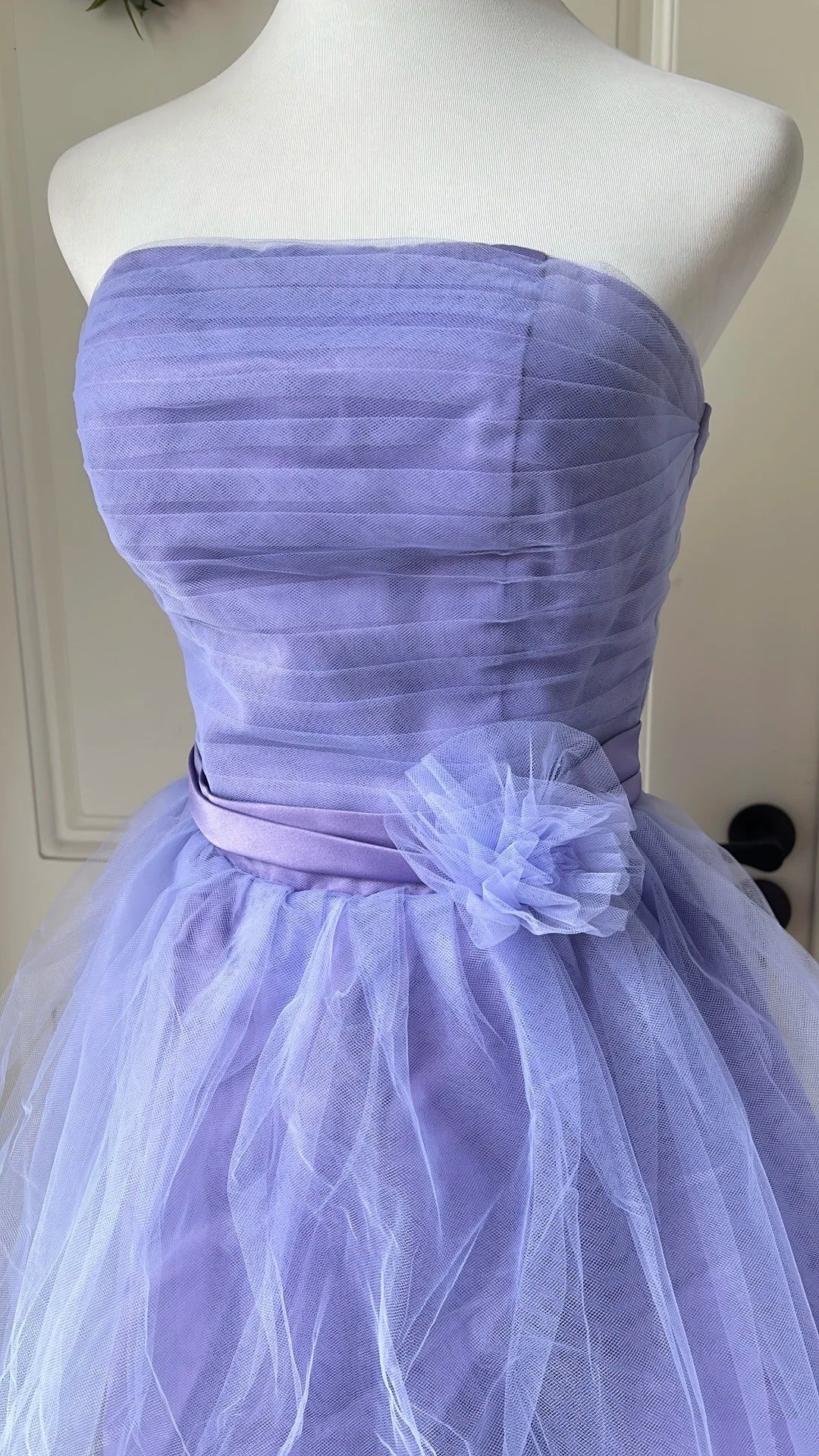 Minimalist Homecoming Dress A Line Strapless Pleated Tulle Short Prom Dress Birthday Party Dress D4140