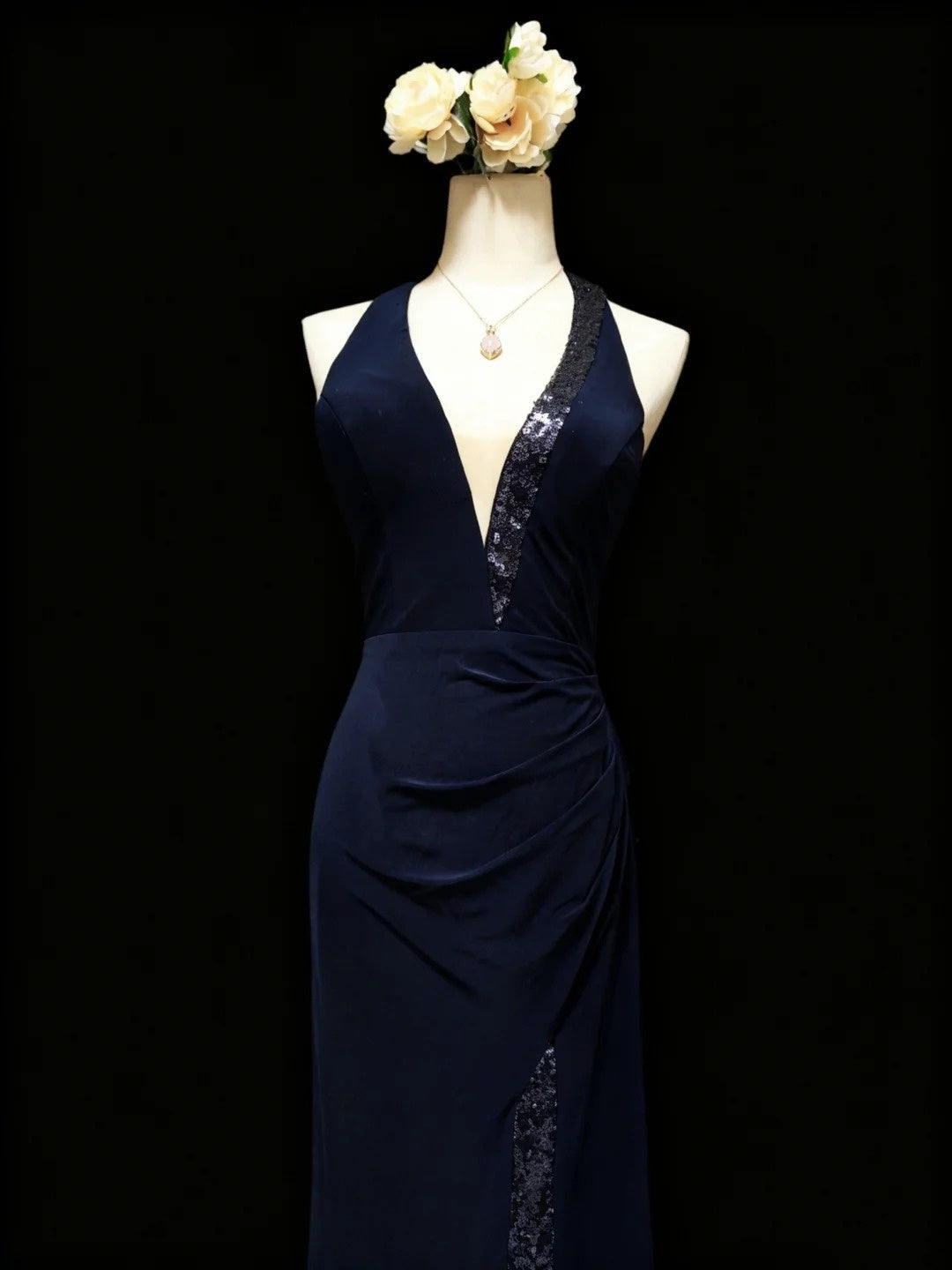 Stunning Prom Dress Halter Pleated Slit Gala Dress Formal Dress Evening Dress D4187