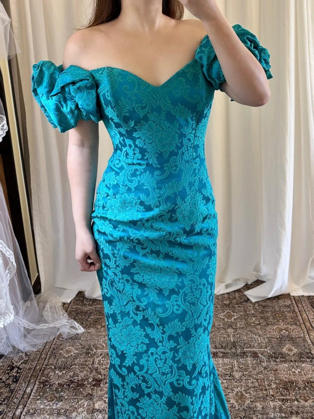 Gorgeous Prom Dress Off Shoulder Pleated Print Mermaid Gala Dress Evening Dress Formal Dress D4218