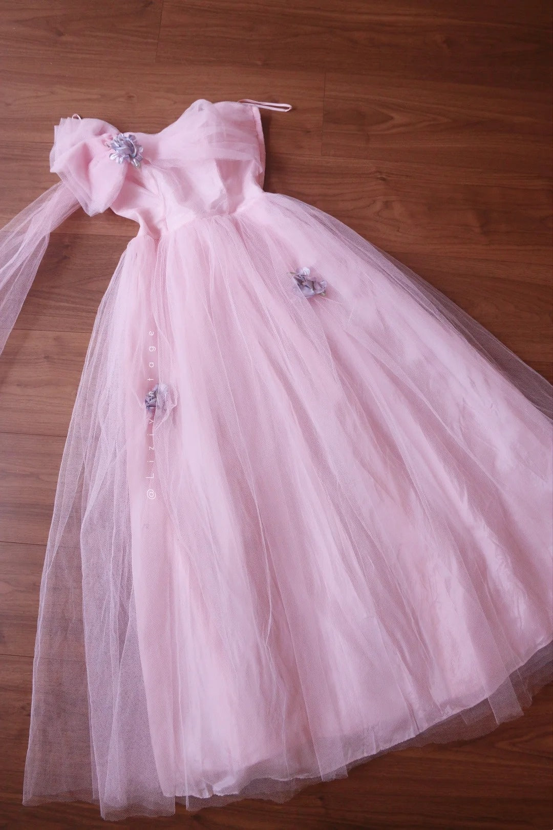 Hot Sale Prom Dress Light Pink Asymmetrical Neck Tulle Evening Dress Gala Dress Party Dress D4247