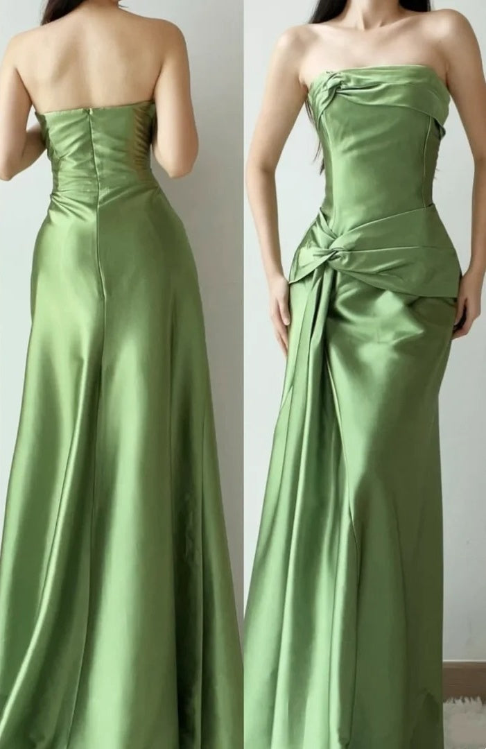 Minimalist Prom Dress Strapless Pleated Gala Dress Evening Dress Formal Dress D4410