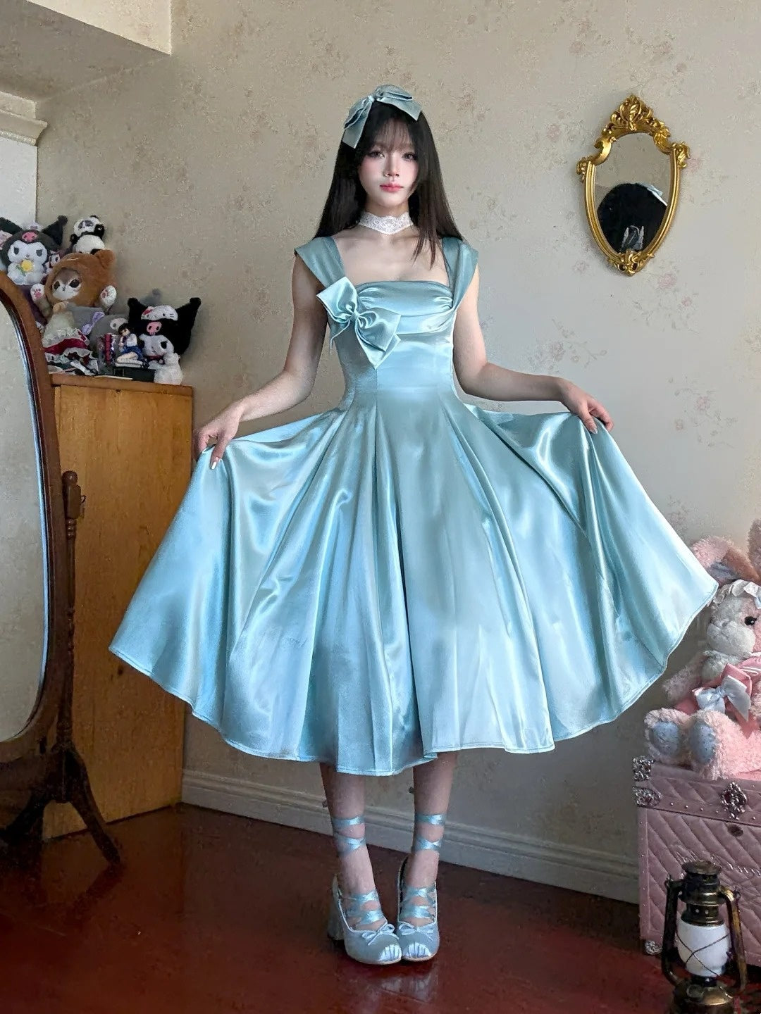 Elegant Prom Dress Square Neck Pleated Gala Dress Evening Dress Formal Dress D4436