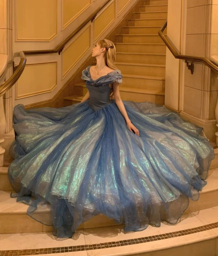 Stunning Prom Dress Off Shoulder Pleated Evening Dress Quinceanera Dress Ball Gown D4463