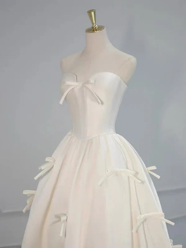 White Strapless A Line Cute Sweet Birthday Party Dress MD7680