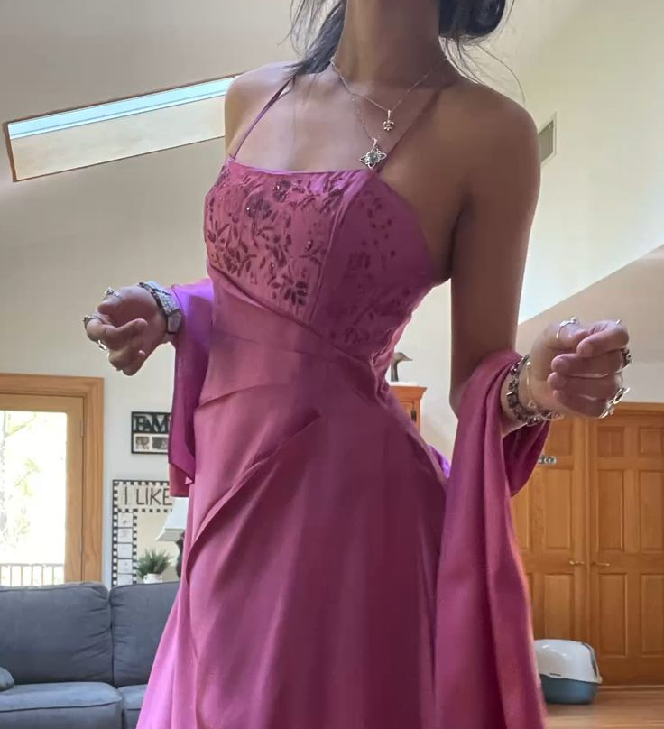 Fuchsia Spaghetti Straps A-Line Vintage Party Dress Birthday Outfits, MD7947