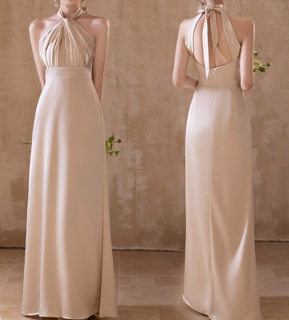 Minimalist Bridesmaid Dress A Line Halter Prom Dress Evening Dress Gala Dress Bridesmaid D2542