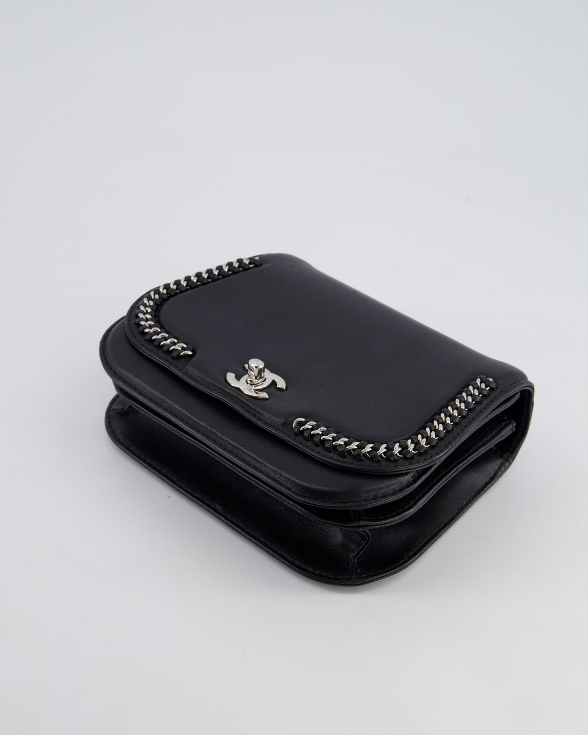 Chanel Braided Chic Flap Bag in Black Lambskin Leather with Silver Hardware