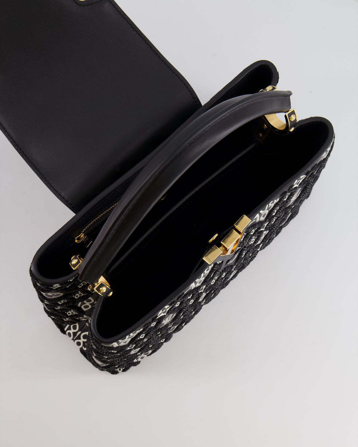 Louis Vuitton Limited Edition Since 1854 Monogram Capucines MM Bag in Black Calfskin and Embroideries with Gold Hardware
