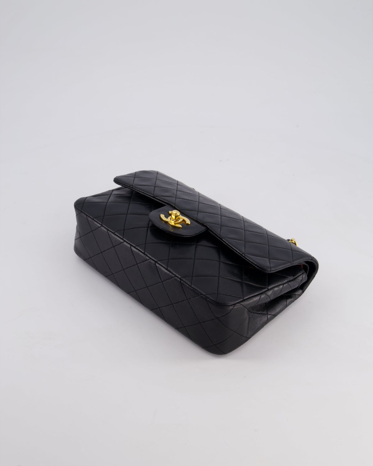 Chanel Vintage Black Small Classic Double Flap Bag in Lambskin Leather with 24k Gold Hardware