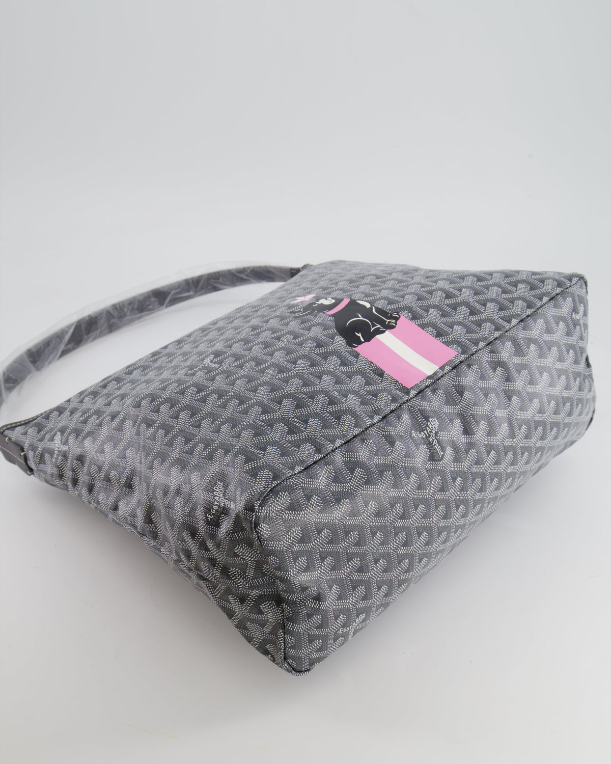 Goyard Grey Goyardine Canvas Boheme Hobo Bag with Dog Print