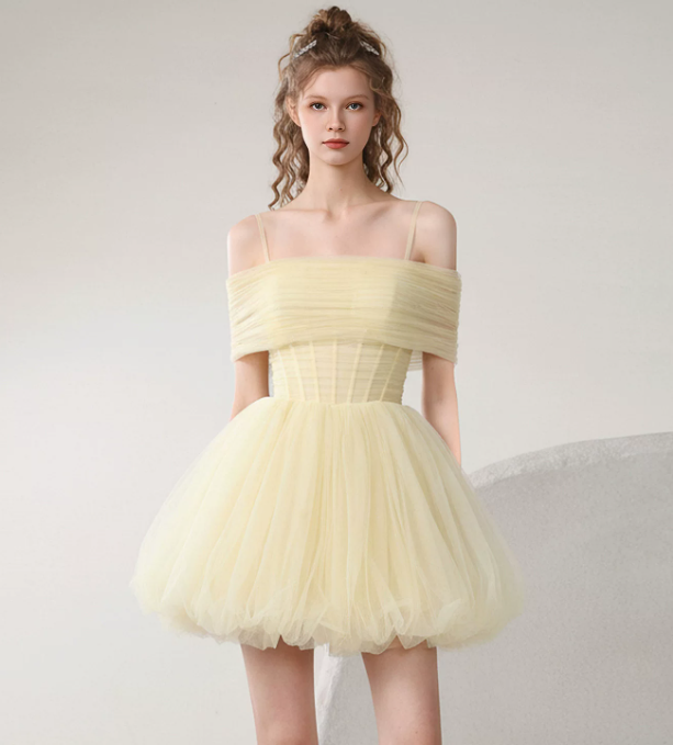 Sweet Homecoming Dress Spaghetti Strap Tulle Prom Dress Back to School Outfits Party Dress D6250