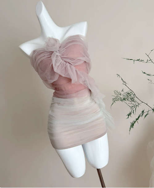 Sweet Homecoming Dress Strapless Tulle Back to School Outfits Party Dress D6443