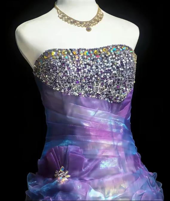 Stunning Homecoming Dress Strapless Rinestone Cascade Back to School Outfits Party Dress D6447