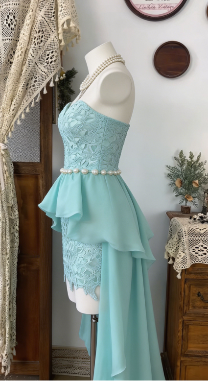 Stunning Homecoming Dress Sweetheart Pearl Tulle Hi-Lo Back to School Outfits Party Dress D6497