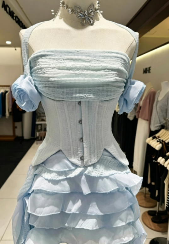 Stunning Homecoming Dress Strapless Flouncing Cascade Back to School Outfits Party Dress D6555